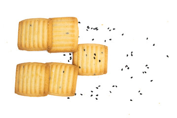 Biscuit or cookie isolated on white background