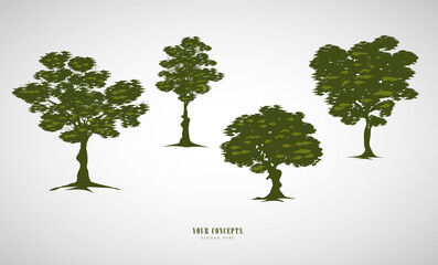 Obraz premium green tree silhouettes on white background
