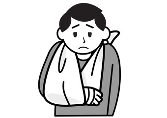 腕を骨折した男性
