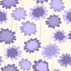 Obraz premium Seamless floral pattern based on traditional folk art ornaments. Colorful flowers on color background. Scandinavian style. Sweden nordic style. Vector illustration. Simple minimalistic pattern