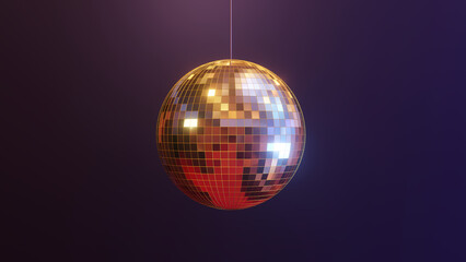 3D render of neon colored glitter glowing disco ball isolated on black background  
