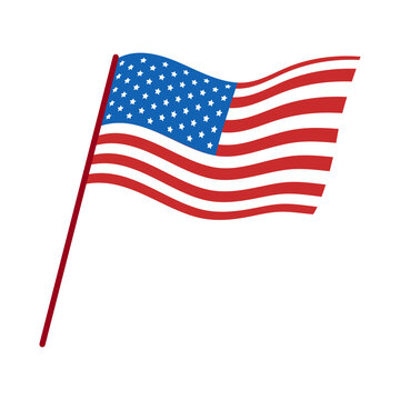 Vector USA flag. American flag blowing in the wind. USA Independence day.