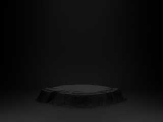 3D render black rock podium.