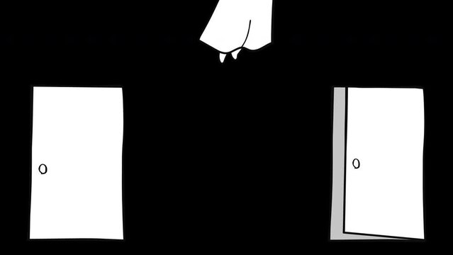 ドアを開けるシーツお化け　アルファチャンネル付き