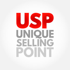 USP Unique Selling Point - essence of what makes your product or service better than competitors, acronym text concept background