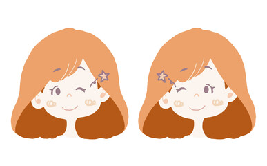 ウインクをしている女の子（2種セット）