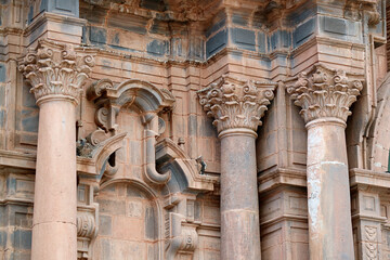 Amazing Facade of Cathedral Basilica of the Assumption of the Virgin or Cusco Cathedral, Significant Landmark of Historic Center of Cusco, Peru, South America