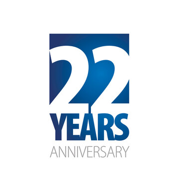 22 Years Anniversary negative space numbers blue white logo icon banner