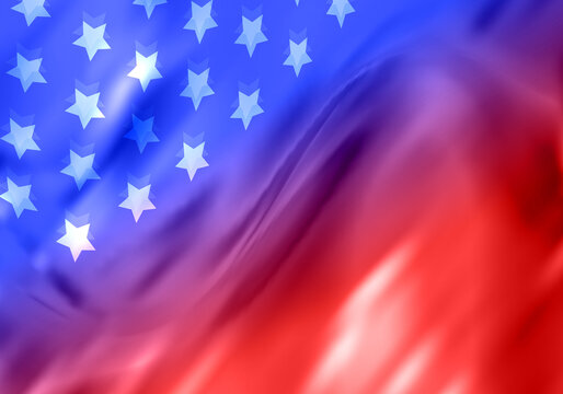 Abstract USA Flag Background. American Symbols Vector Texture. Blue and Red Bright Bg with Stars