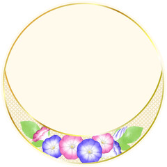 水彩で描かれた朝顔をモチーフにした和風装飾素材／Japanese-style decorative material with a morning glory motif drawn in watercolor