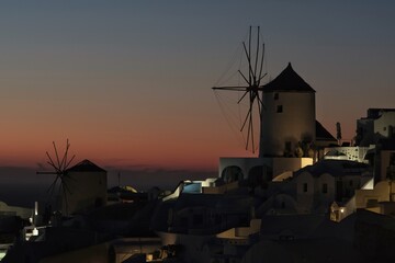 View of the Oia, the most stunning  village of Santorini and an amazing sunset