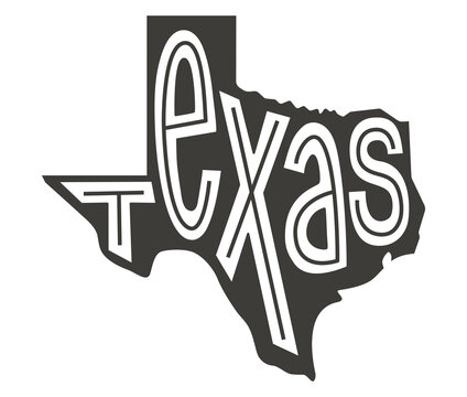 recommend clip art: Texas. Silhouette state. Texas map with text script. Vector outline Isolated illustratuon on a white background. Texas state map for poster, banner, t-shirt, tee.