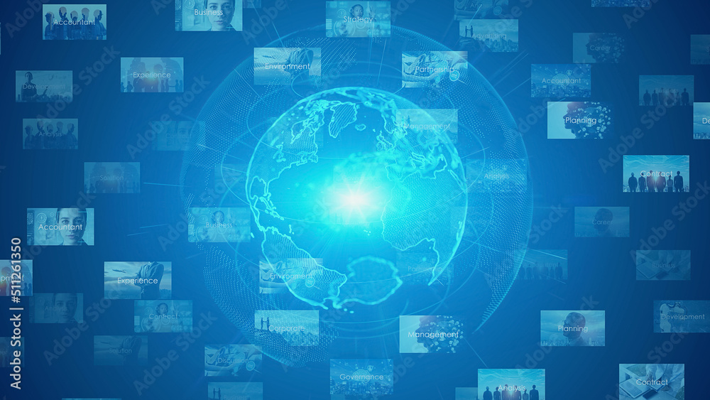 Aufkleber global communication network concept. digital transformation.