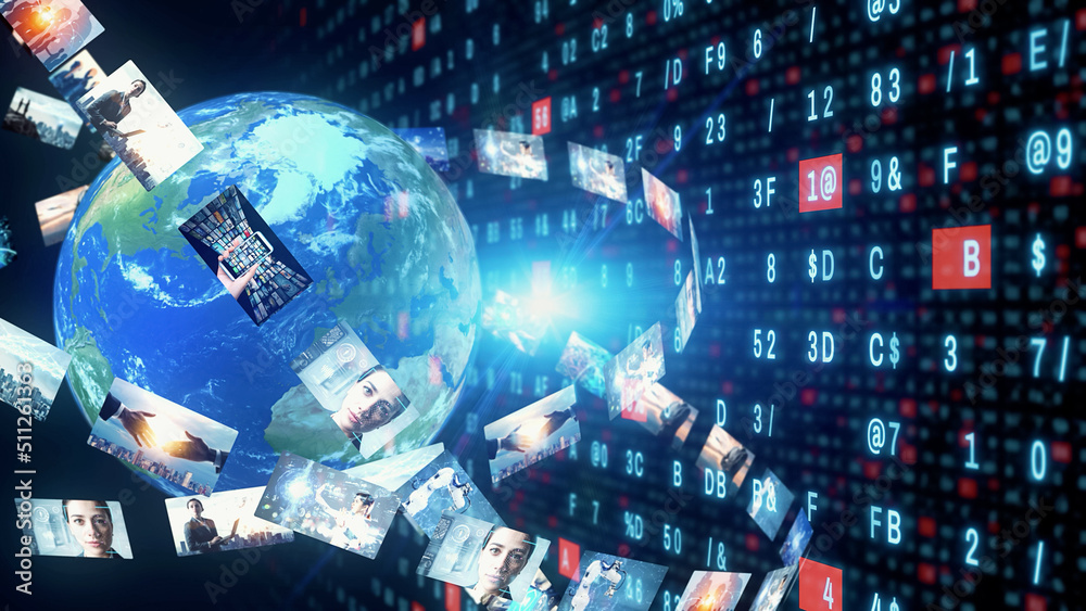 Aufkleber Global communication network concept. Image analysis. Digital transformation. AI (Artificial Intelligence).