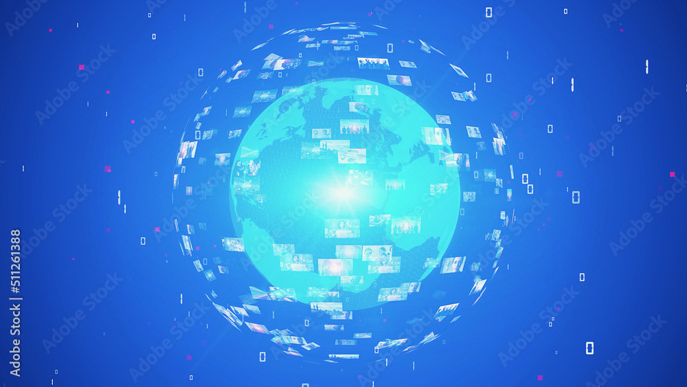 Poster Global communication network concept. Digital transformation.