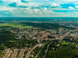 Fototapeta na wymiar Stadtteil Komein von oben, Brünn, Tschechische Republik