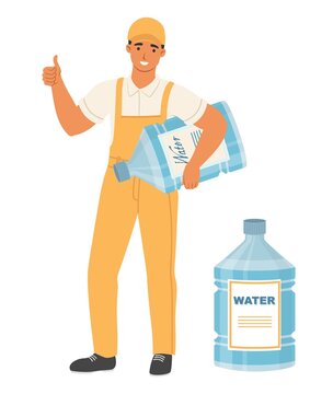 Water delivery fast service man worker vector