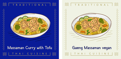 Gaeng Massaman vegan Curry with Tofu - Thai traditional food