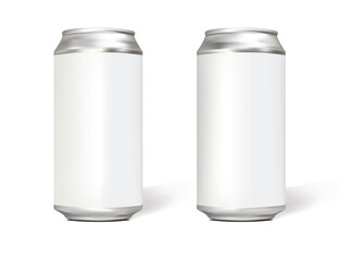 Realistic Set Of Can Mockup Illustration Mesh Silver Template For Beverage Cold Drink Beer Juice Liquid Metallic Aluminum Brand Identity Presentation Branding Product Showcase