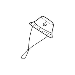 Sun hat for SUP surfing in doodle style. Vector illustration on white background