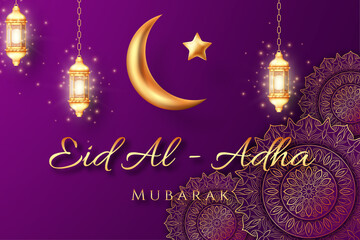 Vector Illustration of Eid Al-Adha Background for Muslim Community Celebration.
