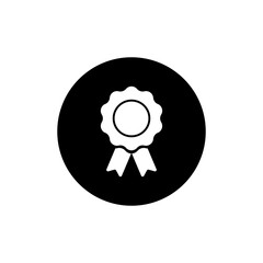 Badge with ribbon icon in black round