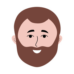 Man face with beard in doodle style. Colorful avatar of smiling man.