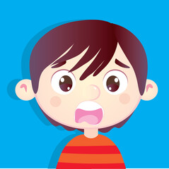 boy who is terribly scared looks at us