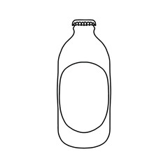 Beer or soda bottle mockup. Vector illustration of package for liquid. Line design icon.