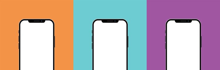 Notch Smartphone Blank Social Media Post Template  Set Presentation Promotion Shopping E-Commerce Display Showcase Business Office Isolated Modern Device