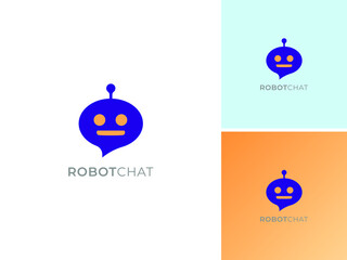 ILLUSTRATION ROBOT CHAT, HEAD ROBOT MODERN ICON LOGO DESIGN VECTOR