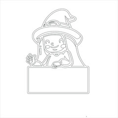 Sweet girl  witch Coloring page , 
Cute chibi kawaii Witch  characters , cute girl vector Illustration  Hand drawn vector illustration for coloring book