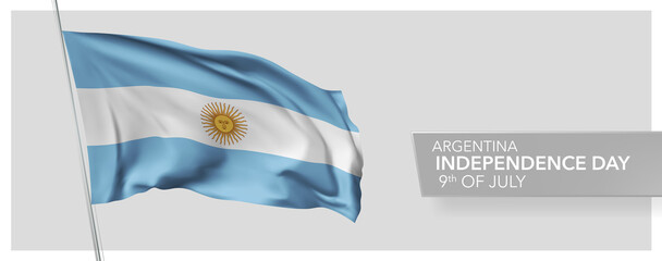 Argentina happy independence day greeting card, banner vector illustration - obrazy, fototapety, plakaty