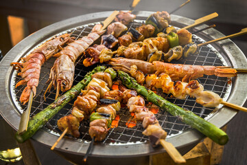 シーフードバーベキュー　 seafood barbecue at campsite