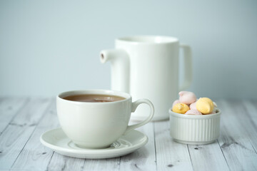 Green tea, Sweets, on a white background