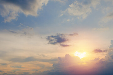Beautiful tranquil sky with clouds during sunset