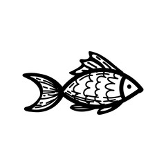 Fish, hand-drawn in sketch style. Sea creatures. Organisms of the oceans. Simple vector illustration isolated on white background.