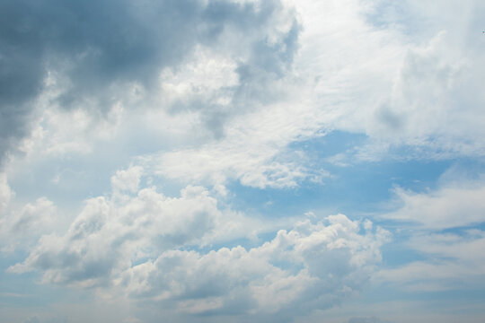 Beautiful blue sky with rainy clouds