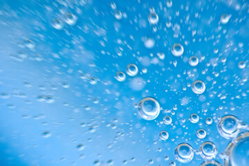 Water. Movement of air bubbles blue beautiful abstract underwater background