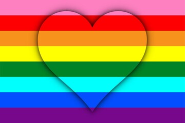 Bandera arcoíris de 8 colores con corazón © cherokeerose