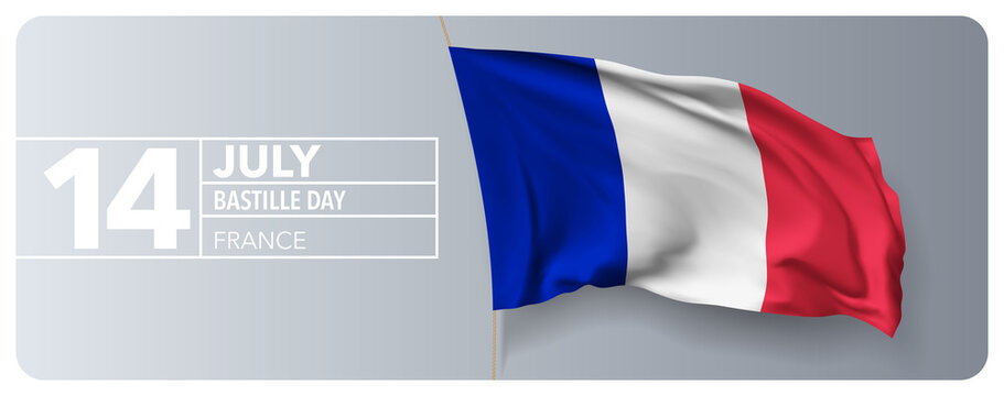 France happy Bastille day greeting card, banner vector illustration