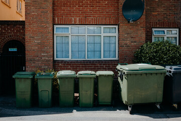 green garbage bin