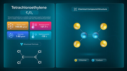 Tetrachloroethylene Properties and Chemical Compound Structure -  Vector Design