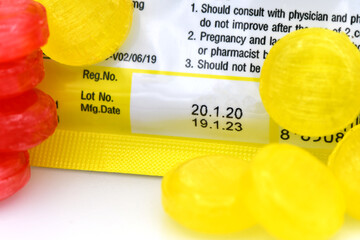 Manufacturing date and expiry date on package.