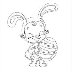 Easter Bunny Coloring Page For Kids , Cute Easter Egg Coloring page 