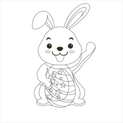 Easter Bunny Coloring Page For Kids , Cute Easter Egg Coloring page 