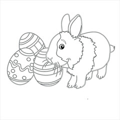 Easter Bunny Coloring Page For Kids , Cute Easter Egg Coloring page 