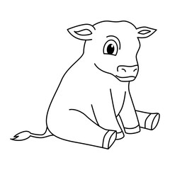 Cute cow cartoon coloring page illustration vector. For kids coloring book.