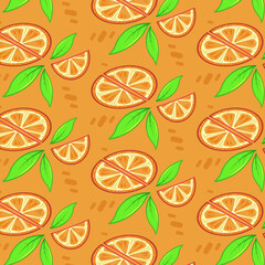 Pattern. Citrus fruits, orange. Vector illustration.