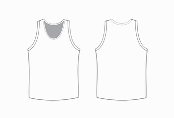 Sportswear Singlet Vector Illustration Sleeveless Shirt Editable Digital Cloths Template, Mens Wear Template